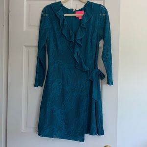 Lilly Pulitzer zip up faux wrap dress with romper